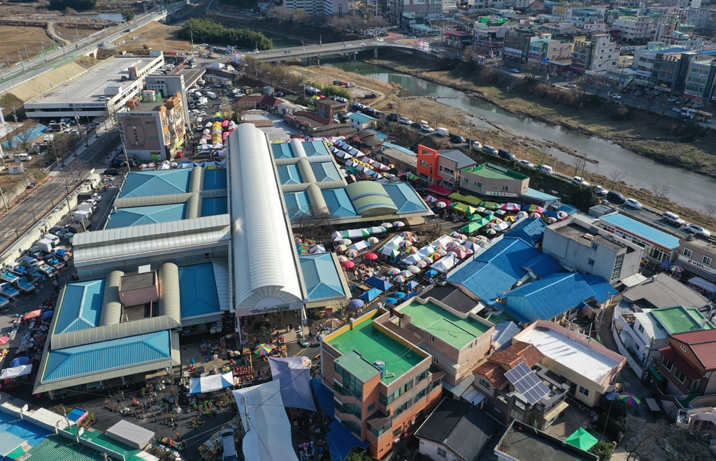 상공에서 본 남창시장 | 울산광역시 도시경관기록 울산광역시 도시경관기록