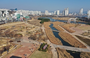 태화강국가정원 상공에서 본 샛강