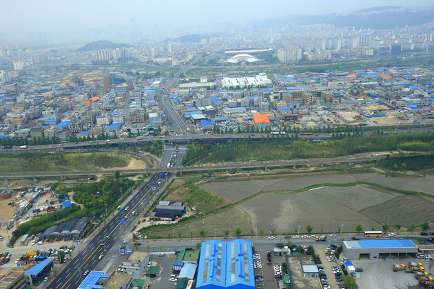 북구 메가마트 주변 시가지 항공사진