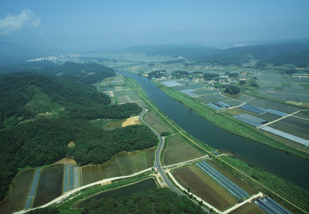 회야강 하구 항공촬영