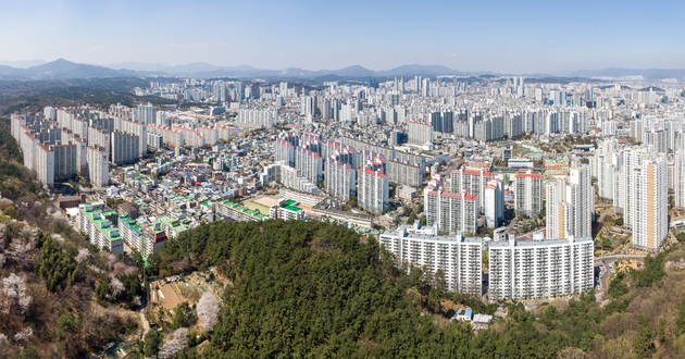 신선산에서 바라본 남구시가지 전경