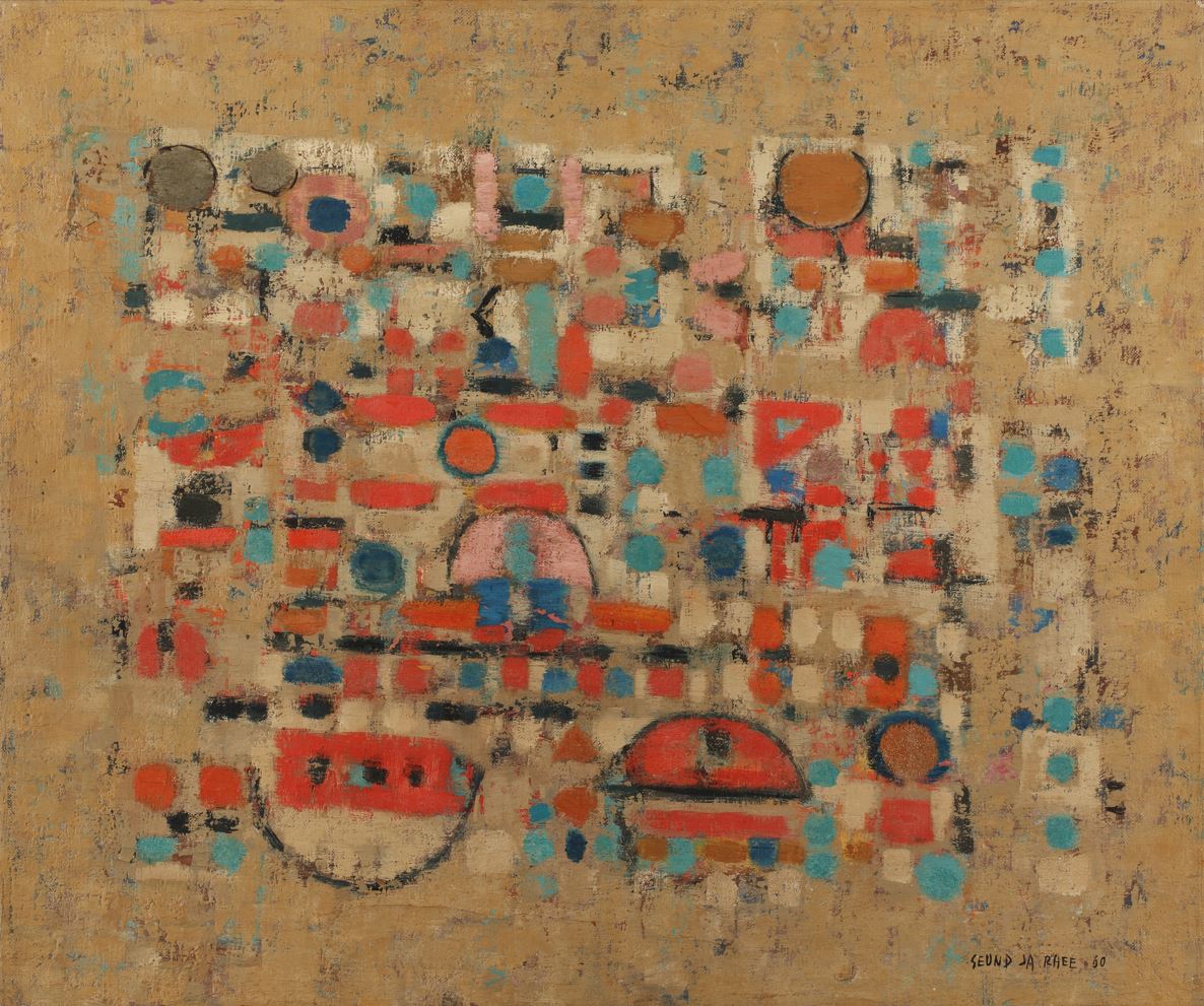 이성자, <대지가 움틀때>, 1960, 캔버스에 유채, 45.5x53cm, OCI미술관