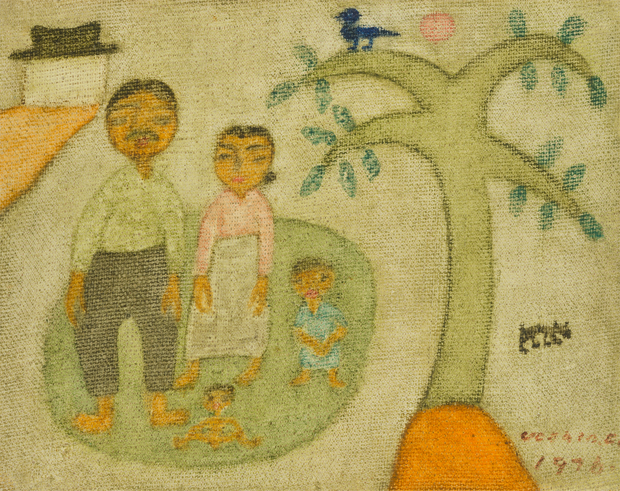 장욱진, <가족>, 1976, 캔버스에 유채, 13x16.5cm, 양주시립장욱진미술관 소장