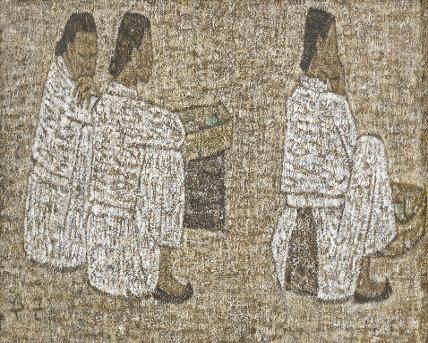 박수근, <세 여인>, 1961,  패널에 유채, 21x46.4cm, 국립현대미술관 이건희컬렉션, ©박수근연구소