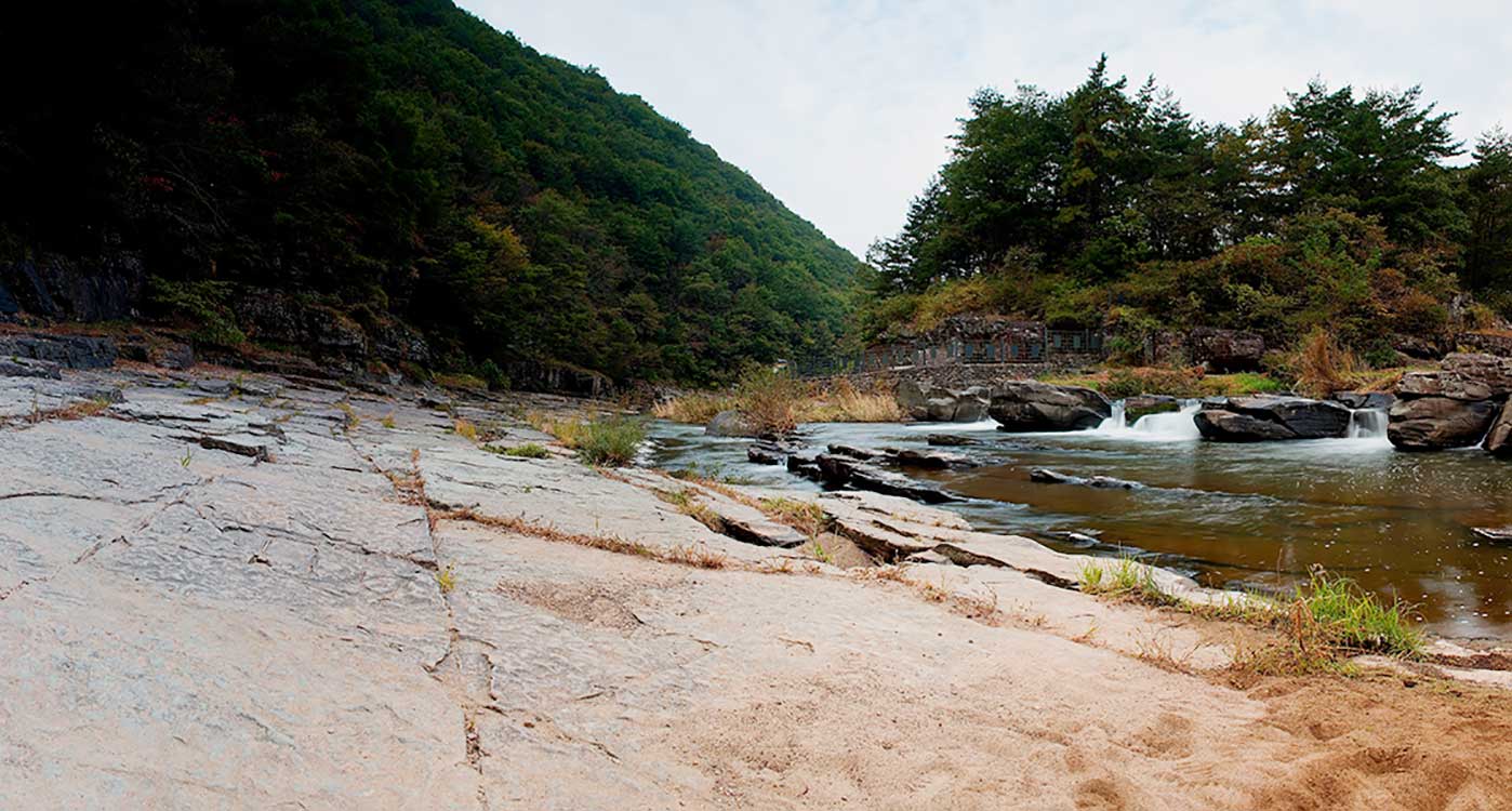 Dinosaur footprint fossils at Cheonjeon-ri