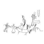 People in a procession on horseback