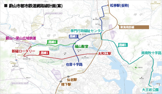 蔚山市都市鉄道網路線計画(案)