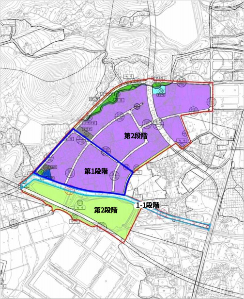 R&Dビジネス地区の土地利用計画を見える化した画像であり、詳細は次のデータ表を参照してください