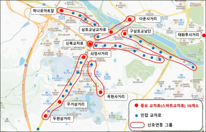 스마트 신호제어 시스템 구축 위치도