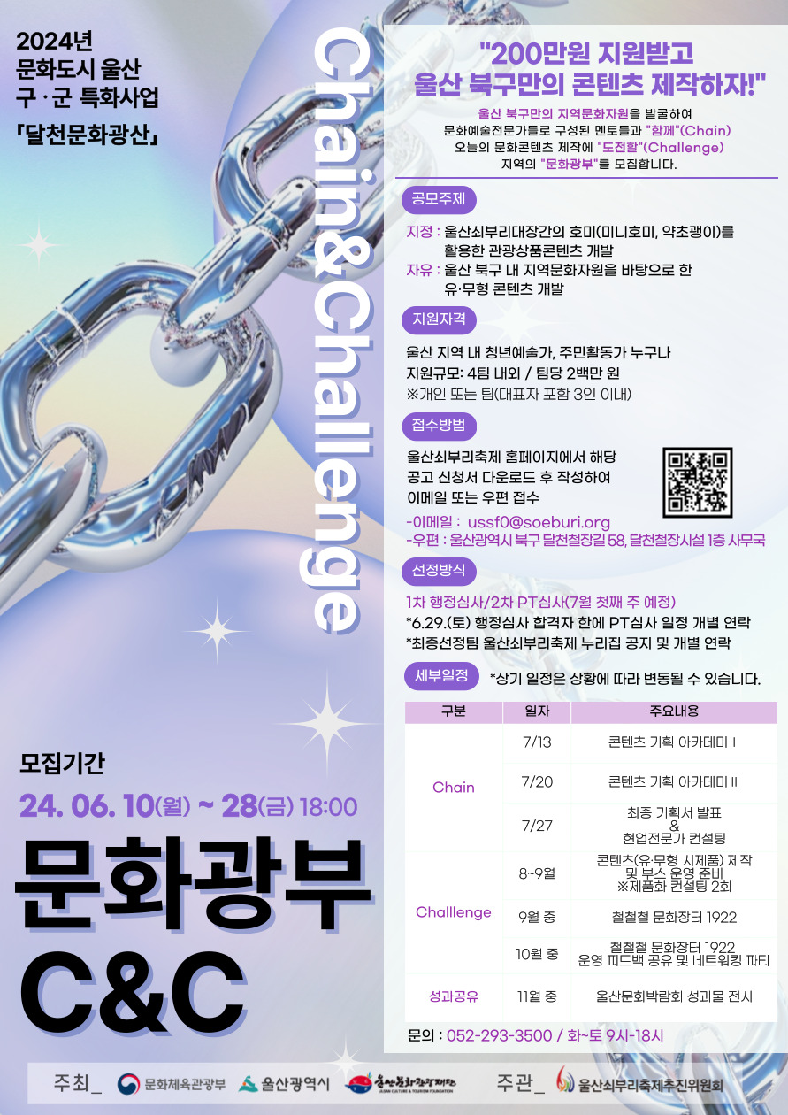 문화광부 Chain&Challenge 홍보 포스터