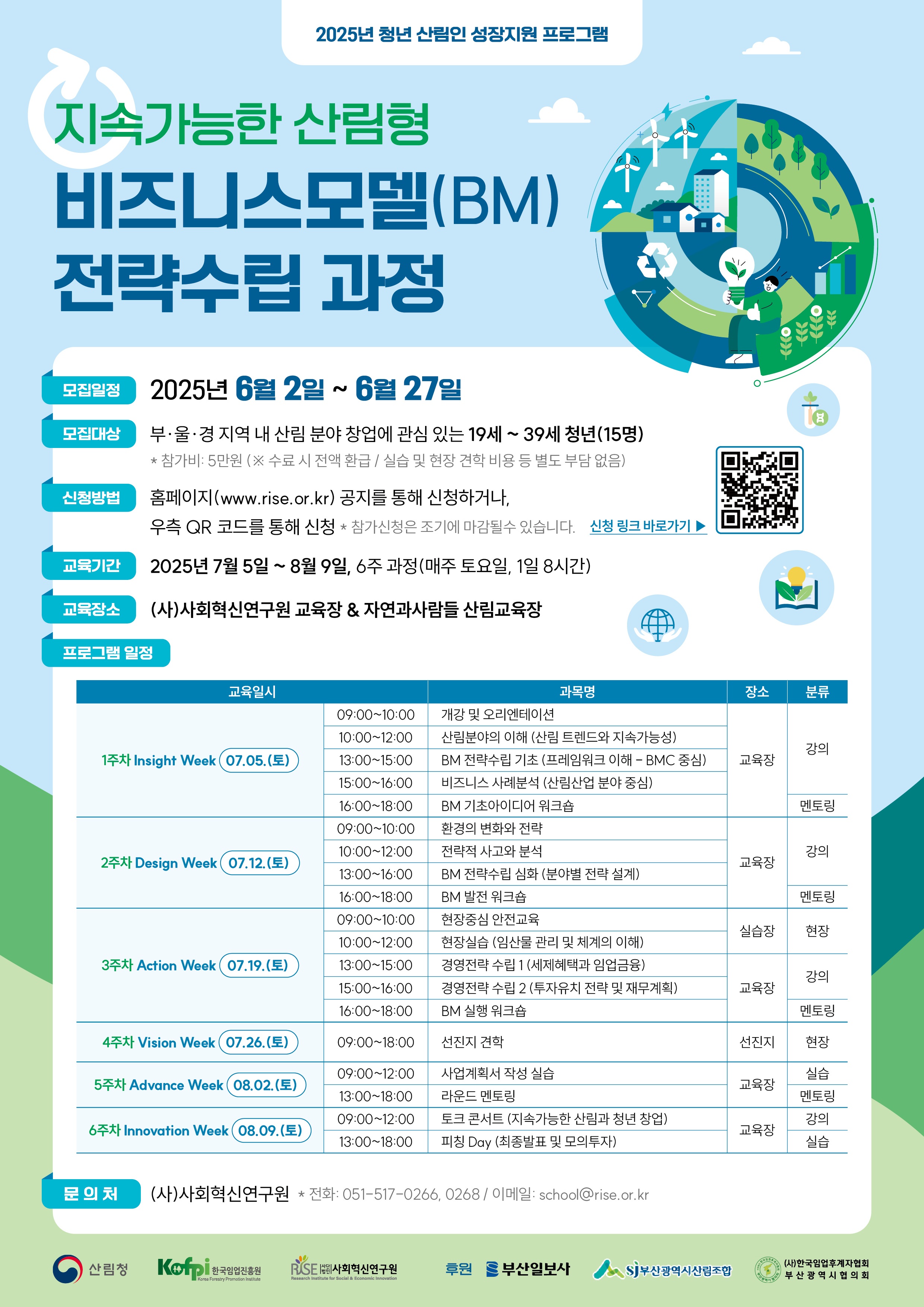 ((사)사회혁신연구원) 2025년 청년 산림인 성장지원 프로그램 - 지속가능한 산림형 비즈니스모델 전략수립 과정 홍보지