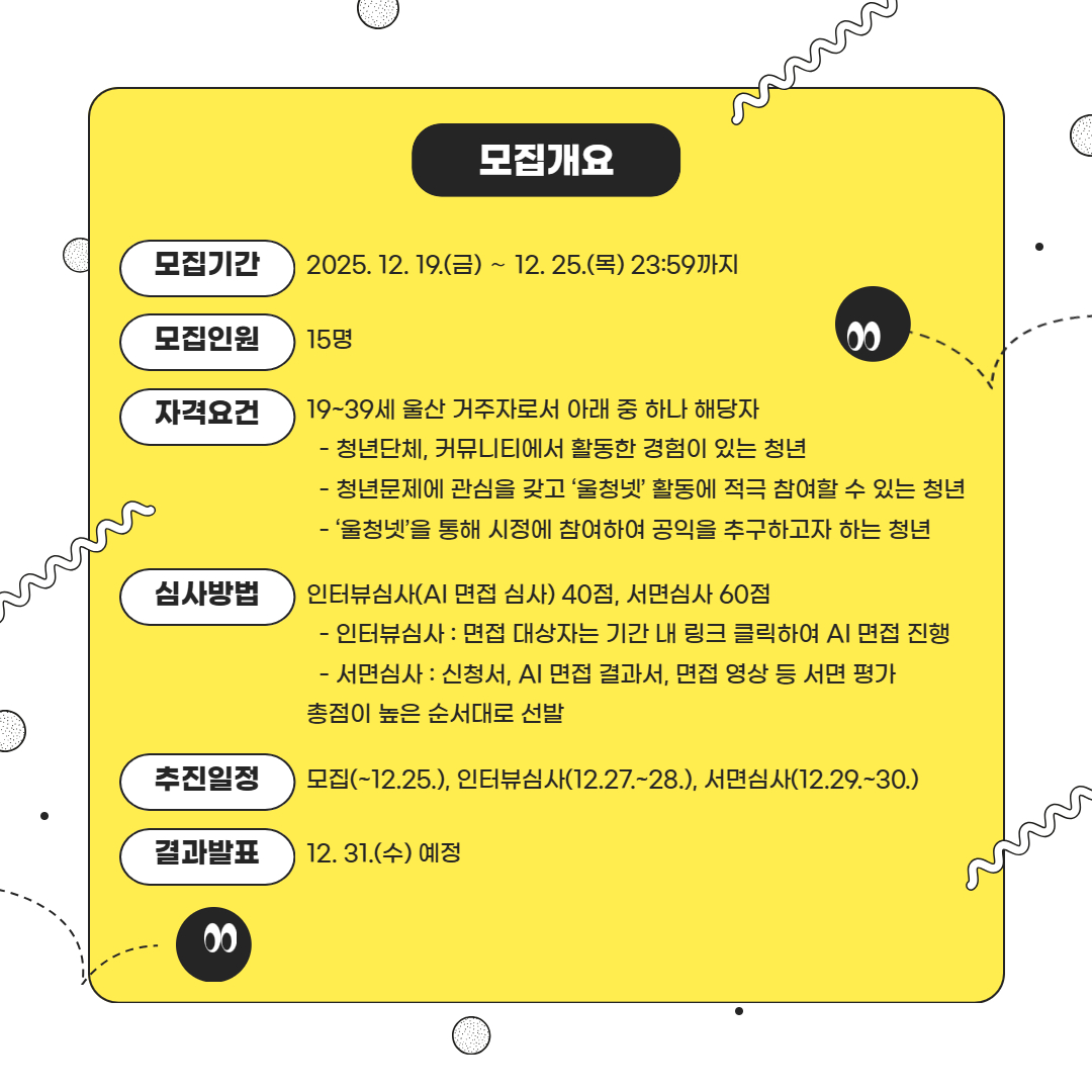 제5기 울산청년정책네트워크(울청넷) 회원 모집 이미지