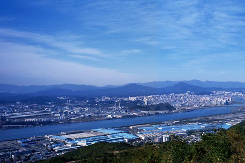 염포산에서 본 울산시가지
