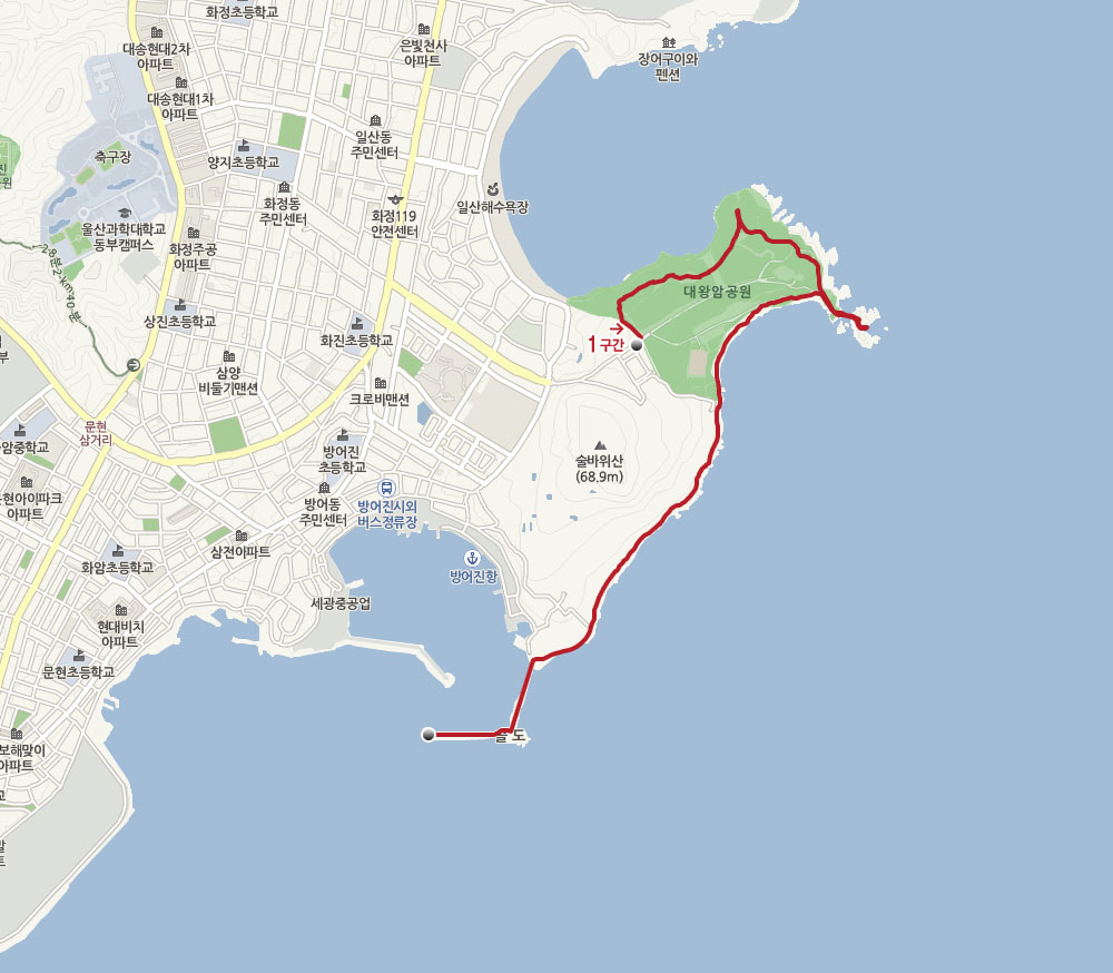 솔마루길 지도 (자세한 내용은 아래 코스안내를 참고하세요.)