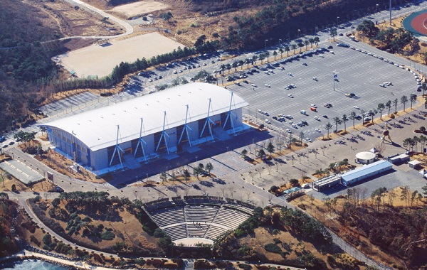 문수실내수영장 건물 항공사진