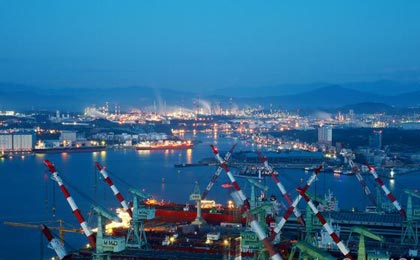 The night view of downtown Ulsan near Mipo National Industrial Complex