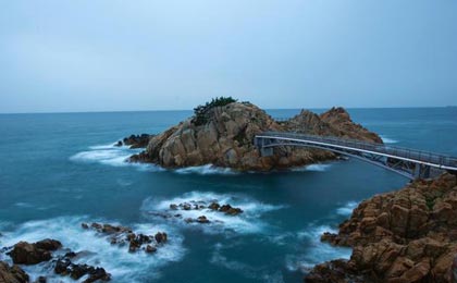 Daewangam Park, formed along the seashore by enchanting rocks with a forest shade for a more enjoyable walk