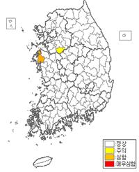 농업용수 가뭄지도(농식품부)